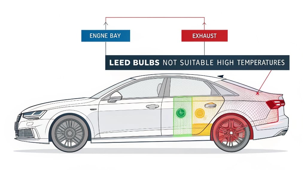 Car infographic with LED details