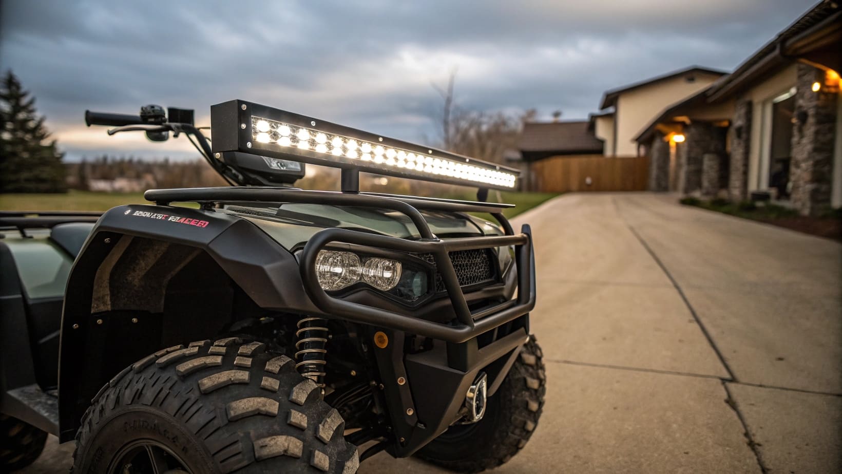 ATV with light bar mounted