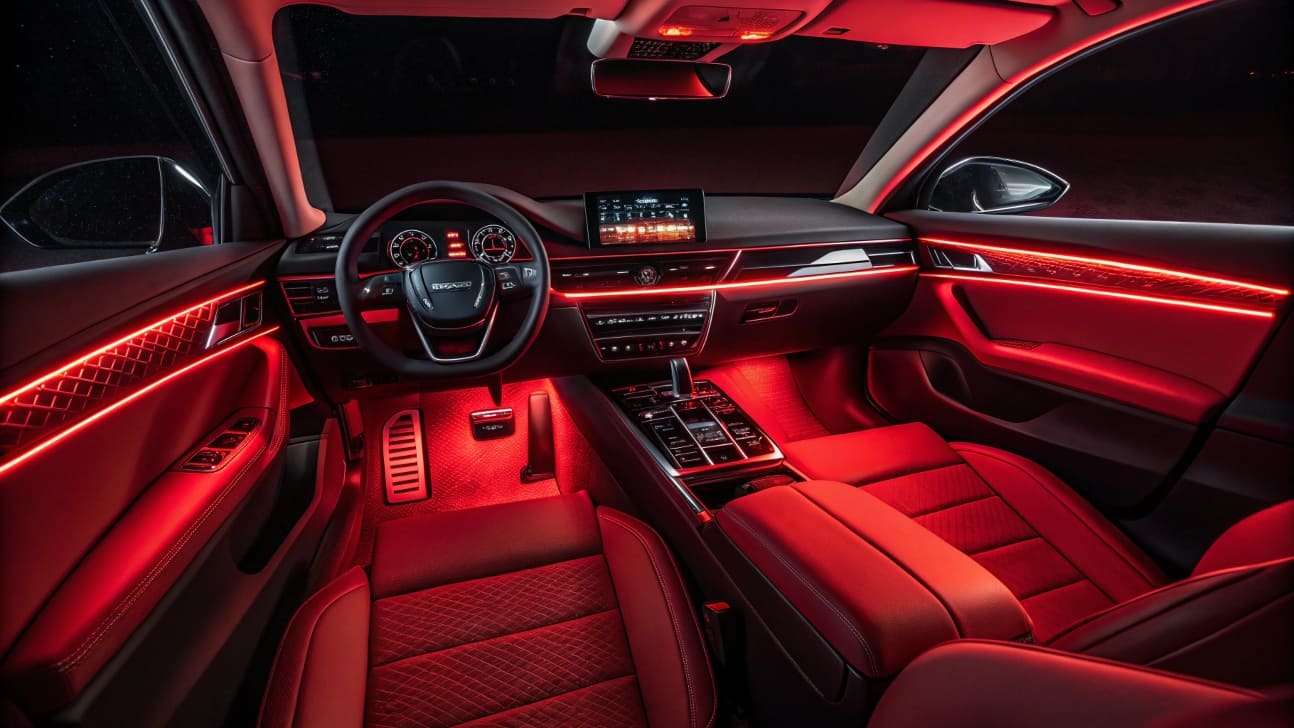 Red car interior lighting