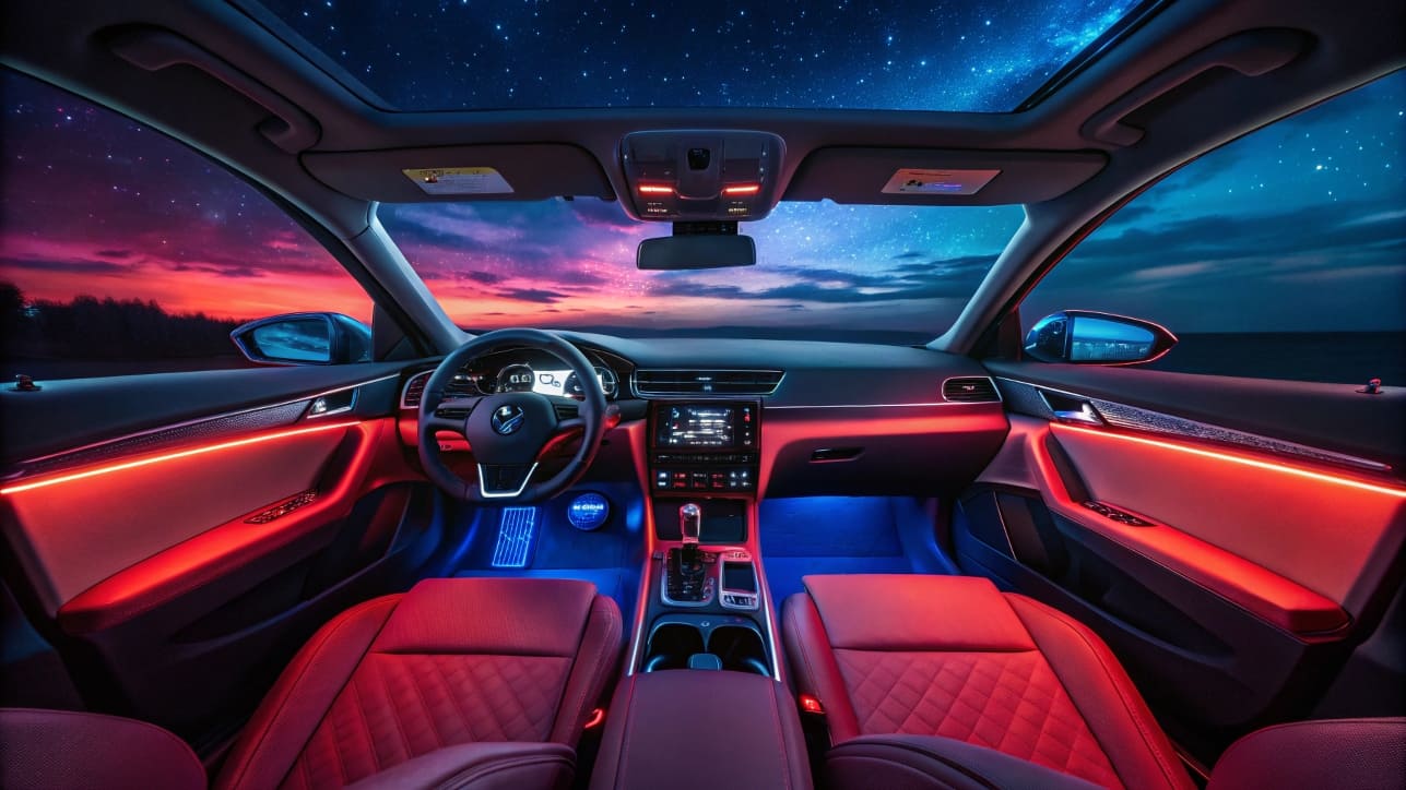 Car interior with LED lighting